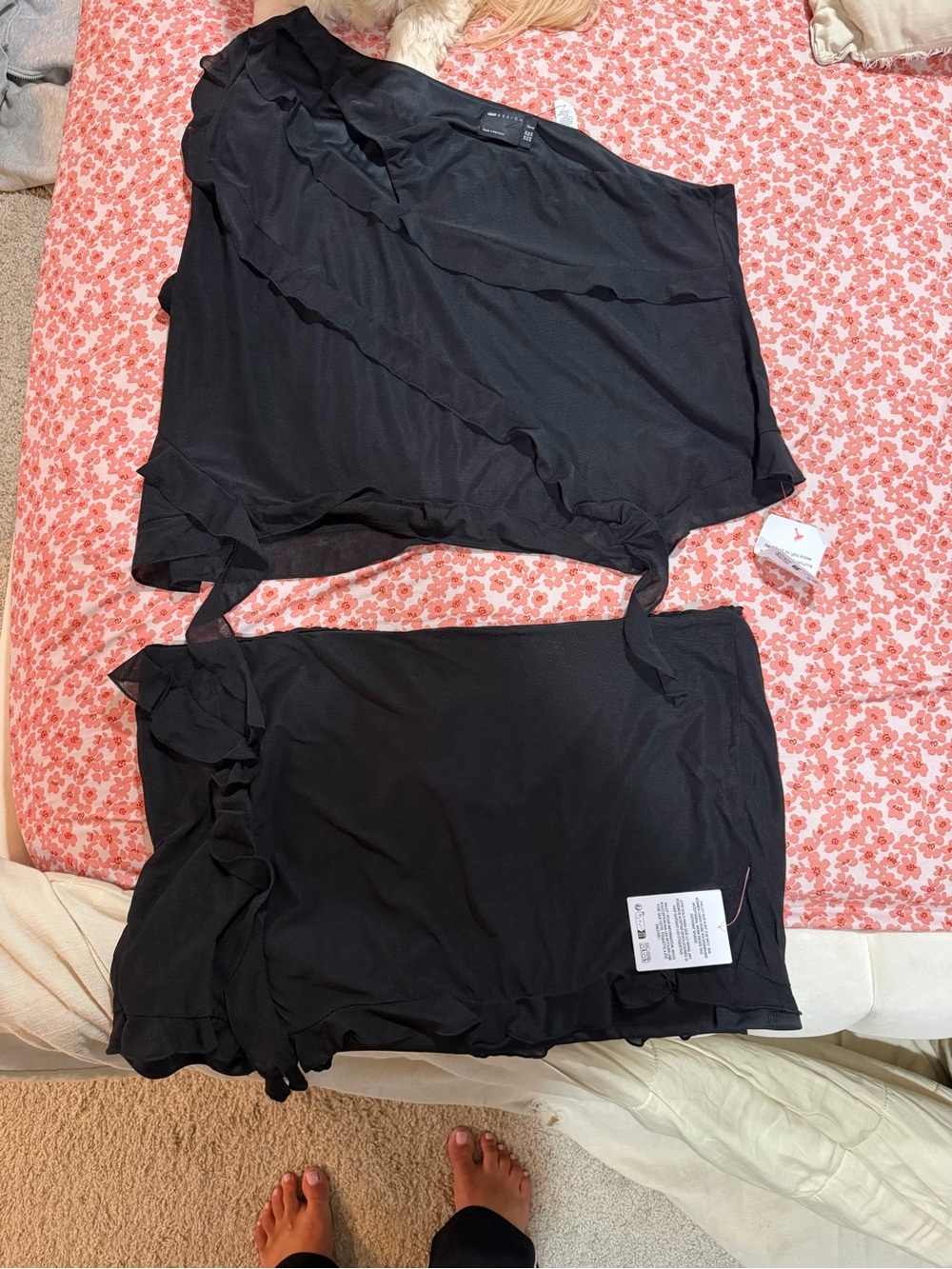 ASOS Black Ruffle Detail Women's Top and Skirt Set